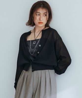 pois ポワ　シアーニットカーディガン　ブラック　Sサイズ セール】オーバーサイズシアーニットカーディガン（カーディガン