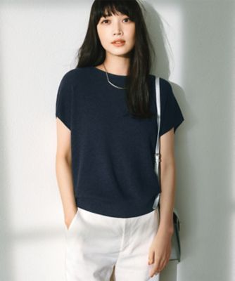 23区｜【洗える】コットンアセテート バックボタン ニット