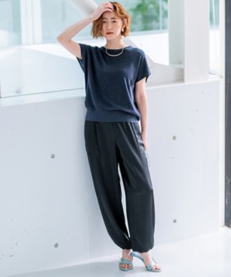 洗える】コットンアセテート バックボタン ニット
