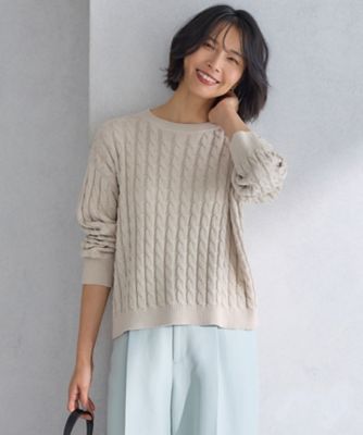 23区 L (Women/大きいサイズ)/ニジュウサンク エル 【Ｏｇｇｉ４月号掲載／洗える】コットンギマ　ケーブル　ニット（ＫＲＷＷＣＳ０２５６）