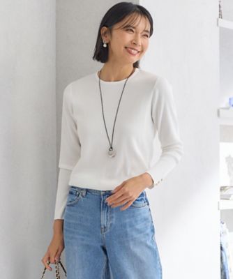 23区 L (Women/大きいサイズ)/ニジュウサンク エル 【Oggi4月号掲載/洗える】ラスターコットンポリエステル ニット(KRWWCS0259)