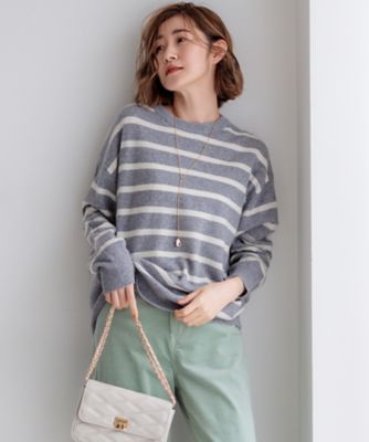 23区 L (Women/大きいサイズ)/ニジュウサンク エル 【Oggi2月号掲載/洗える】ピュアカシミヤ クルーネック ニット(KRWWCW0451)