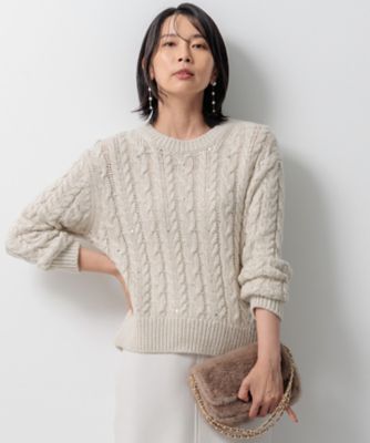23区 L (Women/大きいサイズ)/ニジュウサンク エル 【洗える】ルレックスケーブル スパンコール ラメニット(KRWWCW0464)