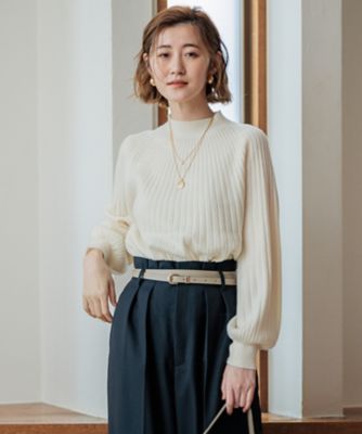 23区 L (Women/大きいサイズ)/ニジュウサンク エル セミウーステッド モックネック ニット(KRWWCW0555)