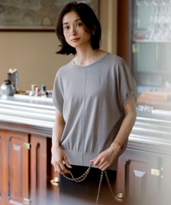 23区 L (Women/大きいサイズ)/ニジュウサンク エル 【洗える】クリスピーシアールレックス ギャザースリーブ ラメ ニット(KRWWGA0152)