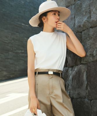 【送料無料】23区 L (Women/大きいサイズ)/ニジュウサンク エル【洗える/吊り干しOK】レーヨンストレッチ ノースリーブ ニット(KRWWGA0254) 001_シロ トップス【三越伊勢丹/公式】