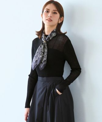 【送料無料】23区 L (Women/大きいサイズ)/ニジュウサンク エル シアーリブハイネック ニット(KRWWGA0355) 005_クロ トップス【三越伊勢丹/公式】