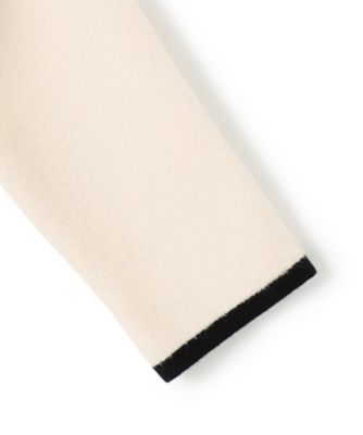 美品 ミニブークレニット バイカラー ジャケット ブラック×アイボリー 38 ニジュウサンク 23区 【洗える】ミニブークレニット バイカラー