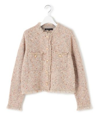 新品タグ付き◆ANAYI◆ビジューツイードニットジャケット ネオンツイードノーカラー ジャケット | ANAYI/アナイ | 三越