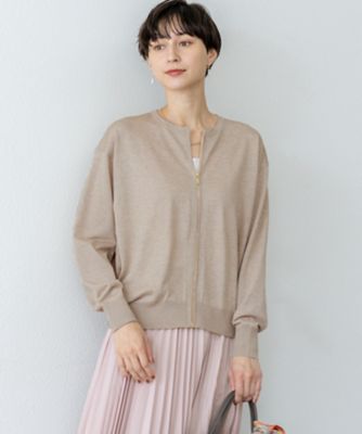 olu. ペプラム　ニット　ブルゾン　オフホワイト ぺプラム裾クルネックニットプルオーバー[品番：DSSW0005048