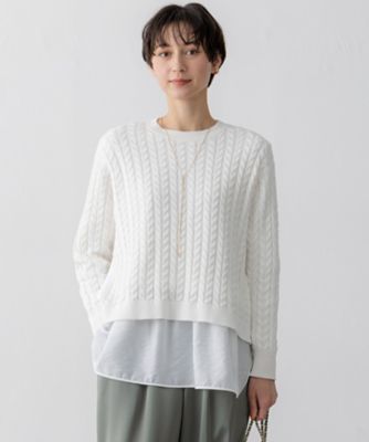 23区 L (Women/大きいサイズ)/ニジュウサンク エル 【Oggi3月号掲載/洗える】コットンギマ ケーブル ニット(KRWWGS0255)