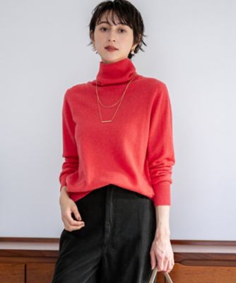 【鮮やか過ぎない大人の赤色♫】イエナ　カシミア　タートルプルオーバー 滝沢眞規子さん着用／BAILA掲載／洗える】ピュアカシミヤ