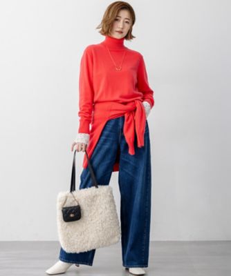 タキマキ着用　カシミヤ混　POLLI ジャケット　早い者勝ち★即納 セール】【滝沢眞規子さん着用/洗える】ピュアカシミヤ タートルネック