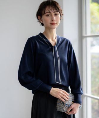 洗える】ウーステッドウール ボウタイ ニット（KRWWGW0455