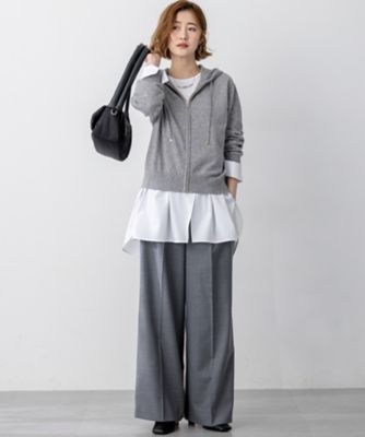 洗える】ピュアカシミヤ ジップアップ ニット パーカー