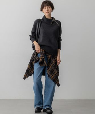 ボイルドウールコンビ ジップ タートルニット（KRWWGW0562