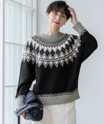 ＜23区 L (Women/大きいサイズ)＞【洗える】ジャカード　クルーネック　ニット（ＫＲＷＷＧＷ０５６５）