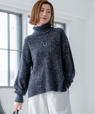 FUDGE掲載／洗える】ミックスブークレ サイドスリットタートル