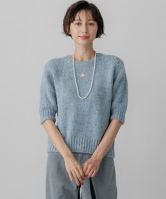 マーブルカラーファンシー ハーフスリーブ ニット
