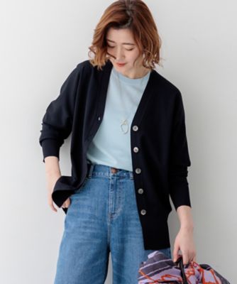 レーヨンポリエステルストレッチ Vネック カーディガン