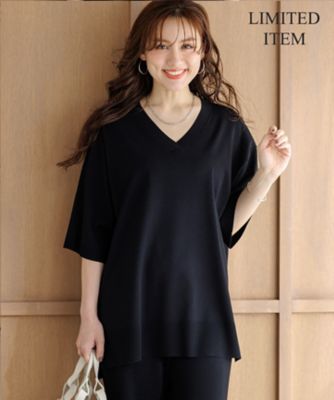 23区 L (Women/大きいサイズ)/ニジュウサンク エル 【ＷＥＢ＆一部店舗限定カラーあり／Ｌサイズ限定】レーヨンポリエステルストレッチ　Ｖネック　ニット（ＫＲＷＷＬＭ６８６０）