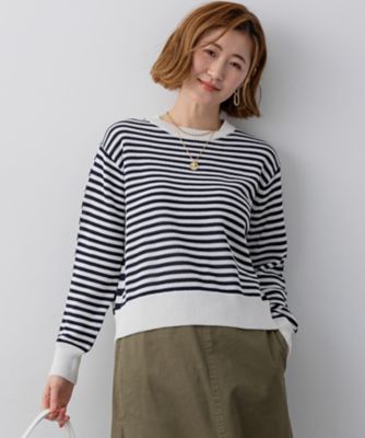 ＜23区 L (Women/大きいサイズ)＞【Ｏｇｇｉ掲載】コットンギマ　クルーネック　ニット（ＫＲＷＷＬＳ０２５０）