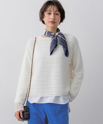 ＜23区 L (Women/大きいサイズ)＞コットンギマ　ボートネック　ニット（ＫＲＷＷＬＳ０２５１）