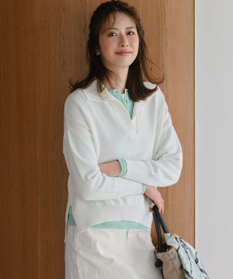 ＜23区 L (Women/大きいサイズ)＞コットンギマ　スキッパー　ニット（ＫＲＷＷＬＳ０２５２）