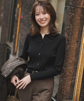 ＜23区 L (Women/大きいサイズ)＞ワイドリブ　ポロニット（ＫＲＷＷＬＳ０２６０）