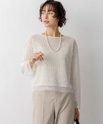 ＜23区 L (Women/大きいサイズ)＞ラッセルレース　２ＷＡＹ　ニット（ＫＲＷＷＬＳ０３５８）