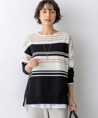 ＜23区 L (Women/大きいサイズ)＞コットンポリエステルストレッチ　オーバーサイズ　ニット（ＫＲＷＷＬＳ０３６０）