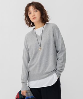 ＜23区 L (Women/大きいサイズ)＞ＣＡＲＩＡＧＧＩウールカシミヤ　Ｖネック　ニット（ＫＲＷＷＮＷ０５５２）