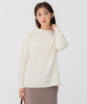 ＜三越伊勢丹/公式＞【SALE】【送料無料】23区 L (Women/大きいサイズ)/ニジュウサンク エル ウールカシミヤブレンド チュニック ニット アイボリー トップス【三越伊勢丹/公式】