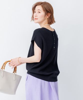 23区｜【洗える】コットンアセテート バックボタン ニット