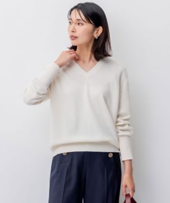 23区 L (Women/大きいサイズ)/ニジュウサンク エル 【杏さん着用/洗える】ピュアカシミヤ Vネック ニット(KRWWSW0451)