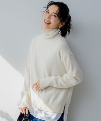 ＜23区 L (Women/大きいサイズ)＞【滝沢眞規子さん着用／洗える】ピュアカシミヤ　タートルネック　ニット（ＫＲＷＷＳＷ０４５２）