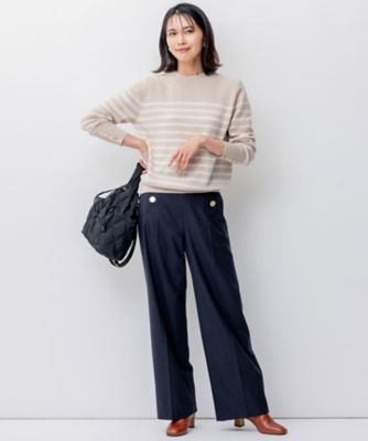 洗える】ピュアカシミヤ ボーダー ニット（KRWWSW0453