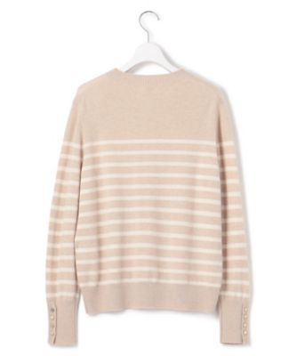 洗える】ピュアカシミヤ ボーダー ニット（KRWWSW0453