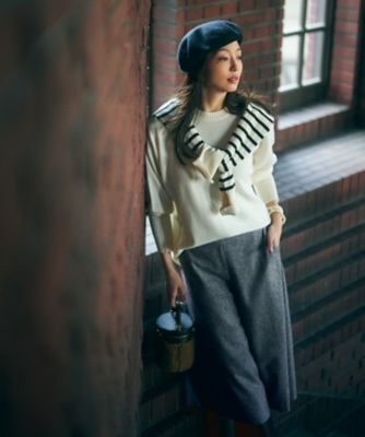 滝沢眞規子さん着用／洗える】ウールカシミヤ クルーネック ニット