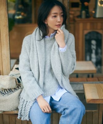 お買い得商店街 滝沢眞規子さん着用】ベビーアルパカ クロップド ニット トップス