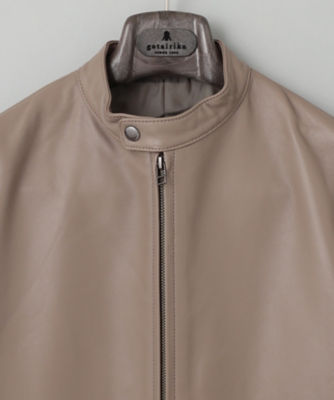 伊勢丹イタリア製皮ハーフコート（ジャンパー）革ベージュレザージャケット