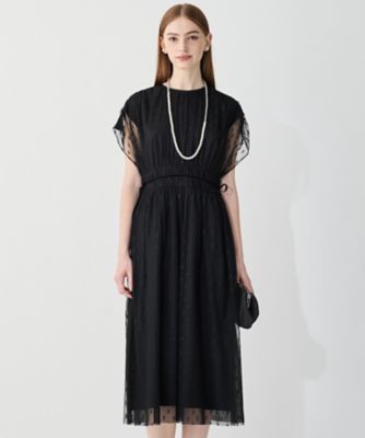 ＜23区 S (Women/小さいサイズ)＞【ＡＰＰＬＡＵＤＩＲ】シャーリングカットチュール　ドレス（ＯＰＡ３ＣＡ０７２７）