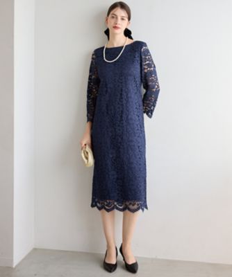 早い者勝ち！SOBRE ネイビー/ホワイト フラワーレースドレス APPLAUDIR】シャイニーフラワーレース ドレス