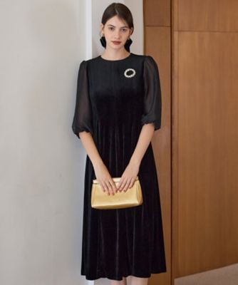 ＜23区 (Women)＞【ＡＰＰＬＡＵＤＩＲ】ベロアコンビ　ドレス（ＯＰＡＰＧＷ０７４１）