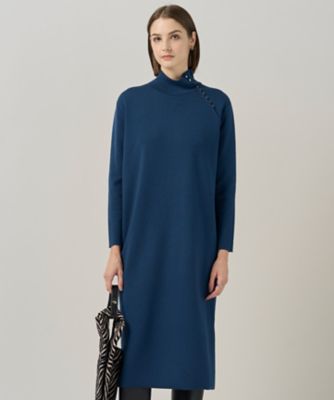 洗える】 シルキーウールダブルフェイス ハイネックニットワンピース