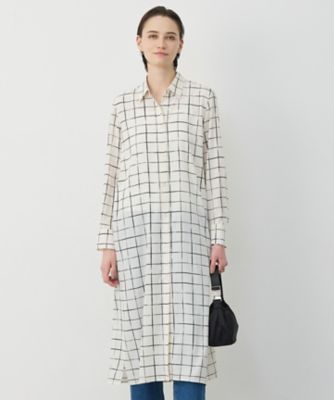 ＜ICB L (Women/大きいサイズ)＞【３０ｔｈ　ＡＮＮＩＶＥＲＳＡＲＹ】　ウィンドウペンプリント　シャツワンピース（ＯＰＣＭＬＭ０３１５）