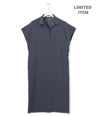 WEB限定】FluidBackSatin ニット衿シャツワンピース