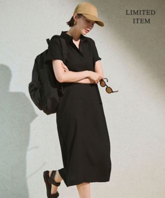 WEB限定】FluidBackSatin ニット衿シャツワンピース