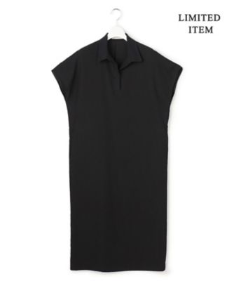 WEB限定】FluidBackSatin ニット衿シャツワンピース
