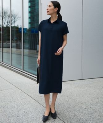 WEB限定】FluidBackSatin ニット衿シャツワンピース